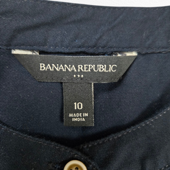 Banana Republic Dark Blue Button Front Short Sleeve Shirt Utility Dress Size 10 - Picture 4 of 8